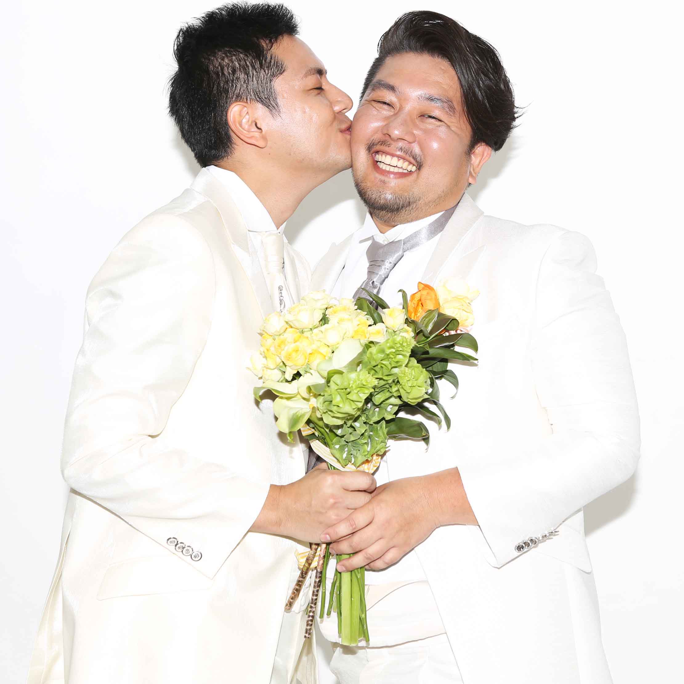 rainbow pride wedding photo