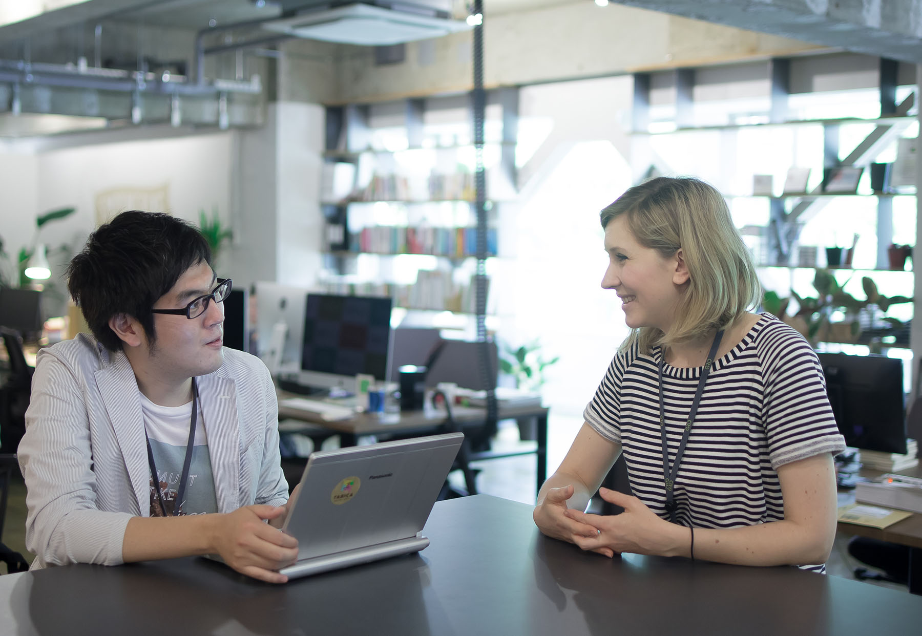 talking with colleagues at base