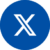 Brand logo: white X on a blue circular background.