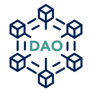 IDAO logo with teal lettering at the center, encircled by a blue hexagonal network of interconnected cube shapes.